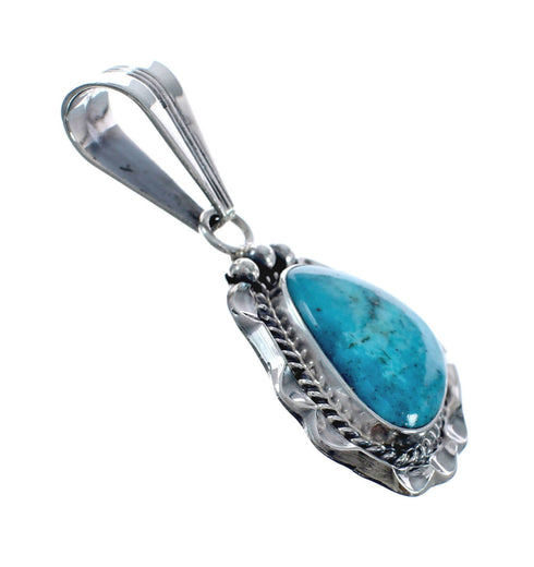 Turquoise Authentic Twisted Sterling Silver Navajo Pendant AX127938